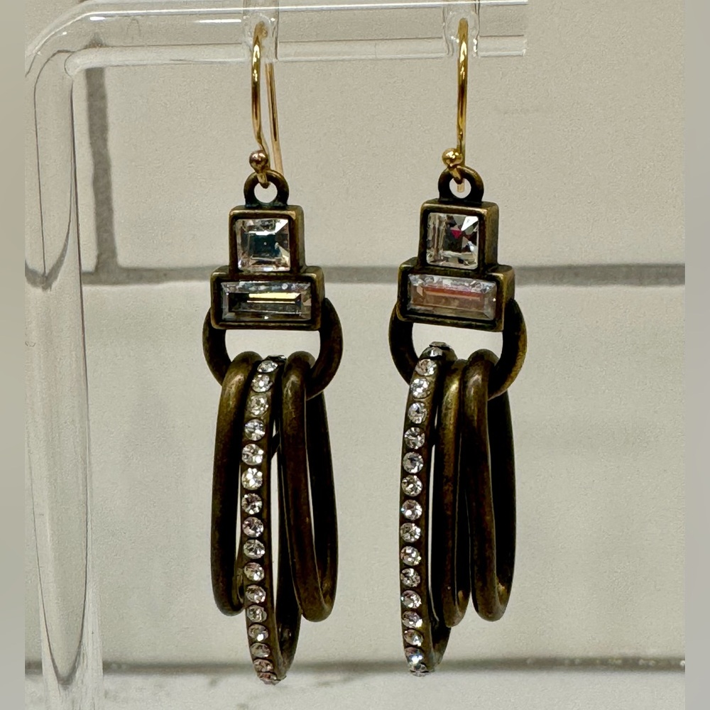 Silpada KR Antiqued Brass & Crystals Drop Earrings ✨